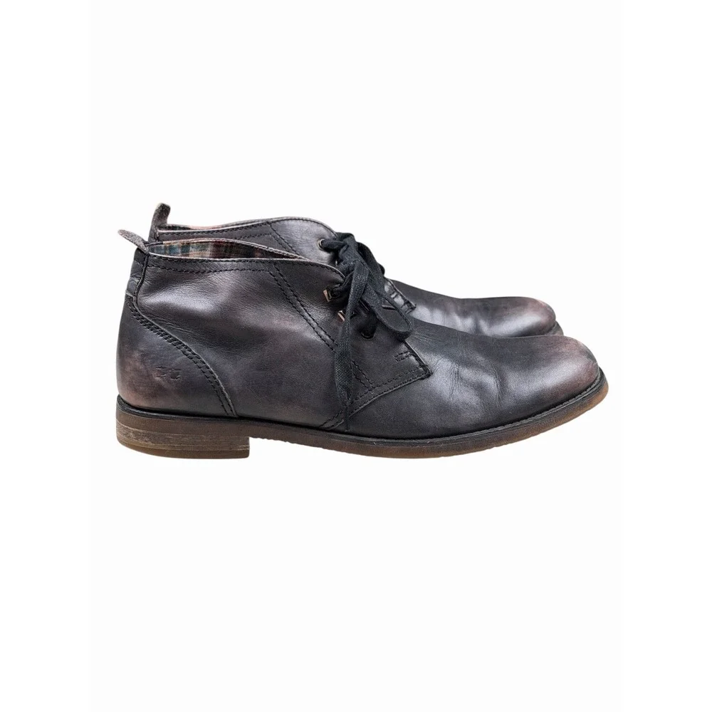Bed Stu Men's Chukka Boots Casual Charcoal Gray Distressed Leather Finish US 12